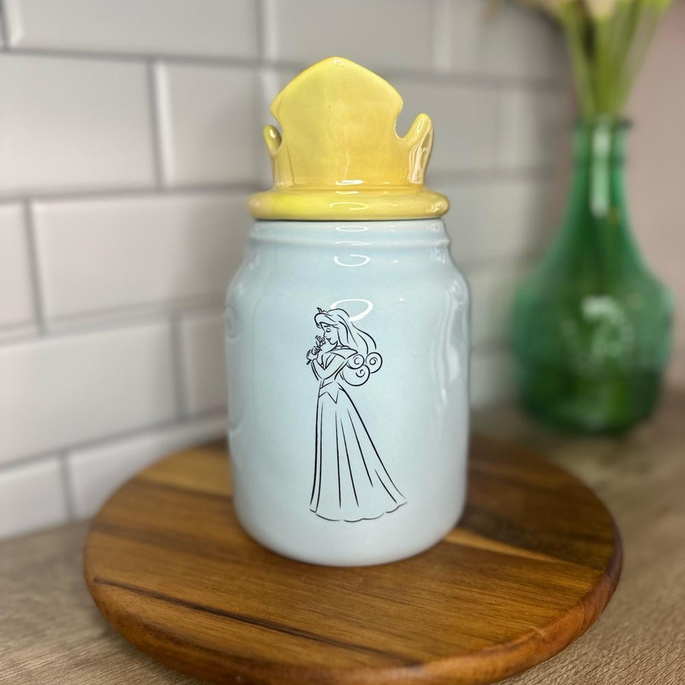 Rae Dunn x Disney Princess Sleeping Beauty Ceramic Jar with Crown Lid